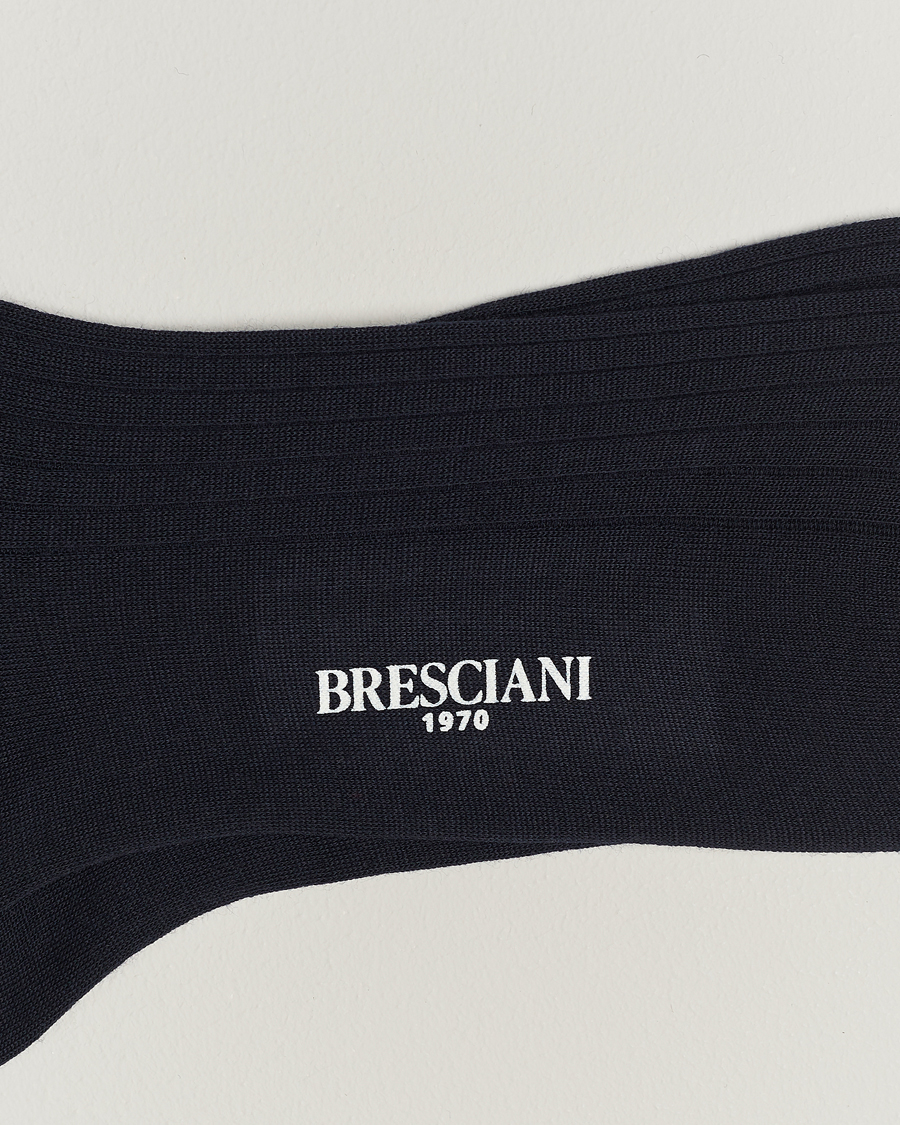 Men | Bresciani | Bresciani | Wool/Nylon Ribbed Short Socks Navy