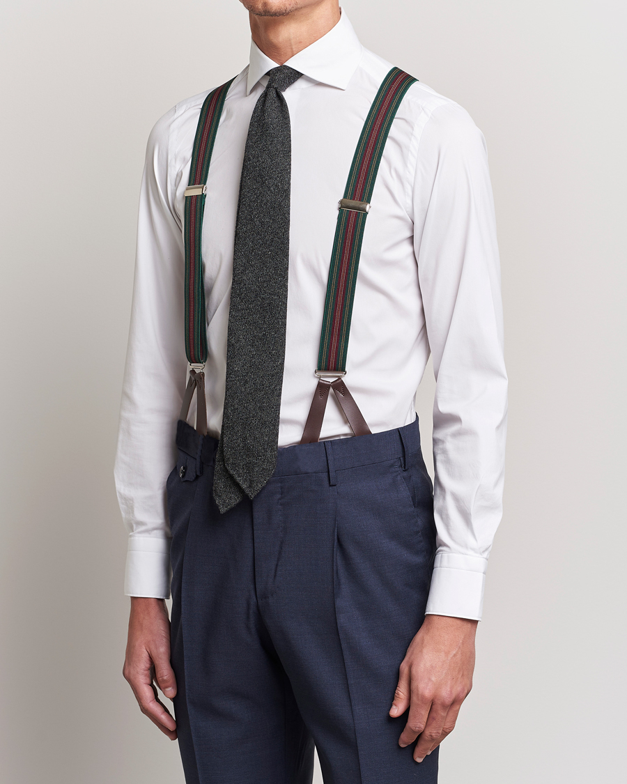 Men | Albert Thurston Flat End Army Braces 35mm Green | Albert Thurston | Flat End Army Braces 35mm Green