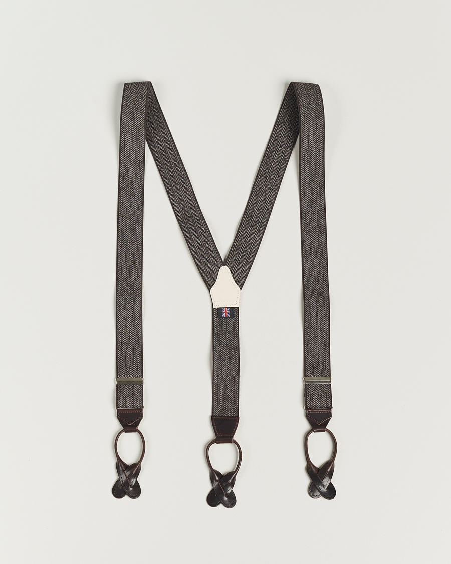 Men | Accessories | Albert Thurston | Elastic Herringbone Braces 35mm Brown 