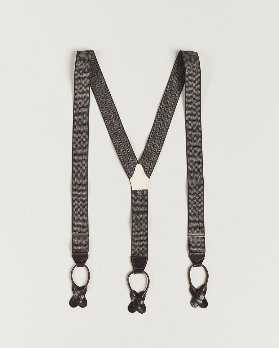 Men | Albert Thurston Elastic Herringbone Braces 35mm Brown | Albert Thurston | Elastic Herringbone Braces 35mm Brown