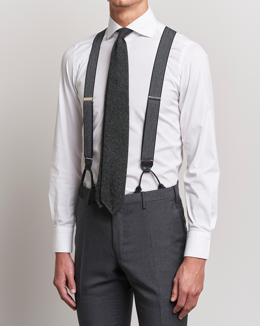Men | Albert Thurston Elastic Herringbone Braces 35mm Blue | Albert Thurston | Elastic Herringbone Braces 35mm Blue