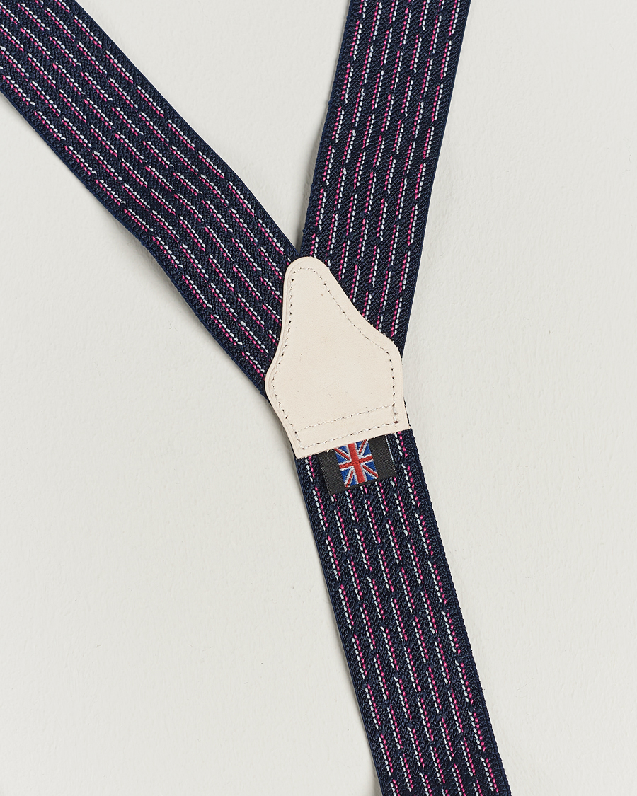 Men | Albert Thurston Elastic Dot Braces 35mm Blue | Albert Thurston | Elastic Dot Braces 35mm Blue