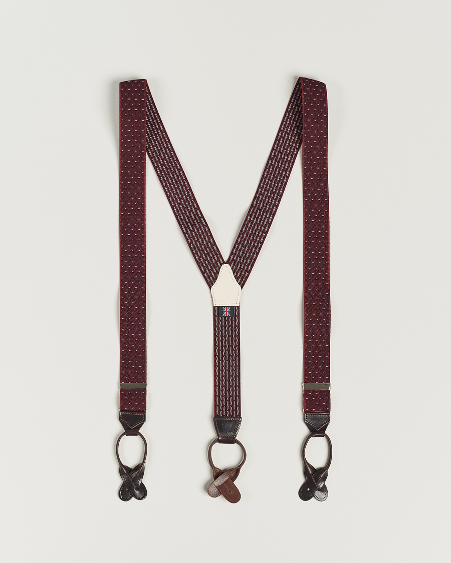Men | Albert Thurston Elastic Dot Braces 35mm Wine | Albert Thurston | Elastic Dot Braces 35mm Wine