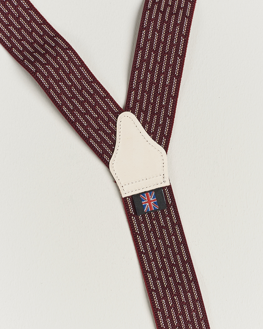Men | Albert Thurston Elastic Dot Braces 35mm Wine | Albert Thurston | Elastic Dot Braces 35mm Wine