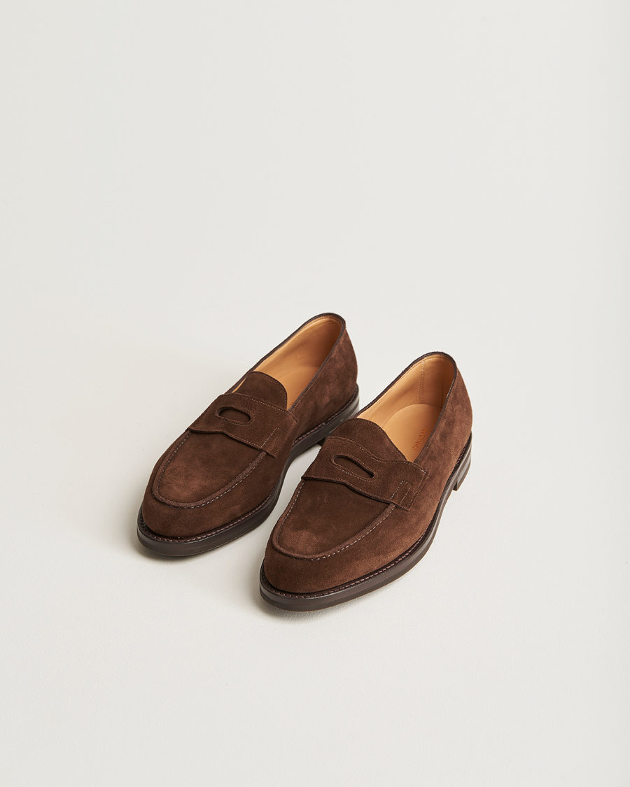 Men | Handmade Shoes | John Lobb | Lopez Penny Loafer Dark Brown Suede