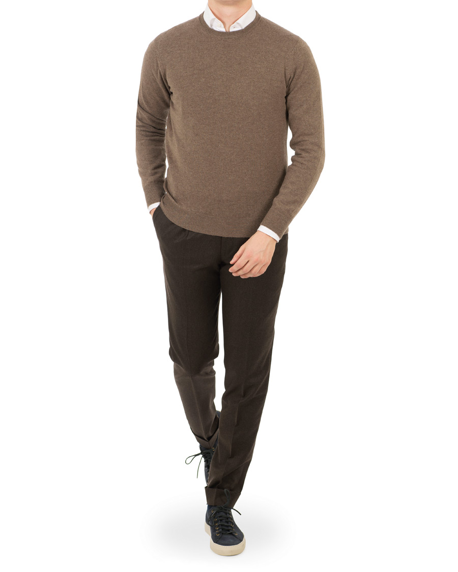 Men | Sweaters & Knitwear | Piacenza Cashmere | Cashmere Crew Neck Sweater Brown