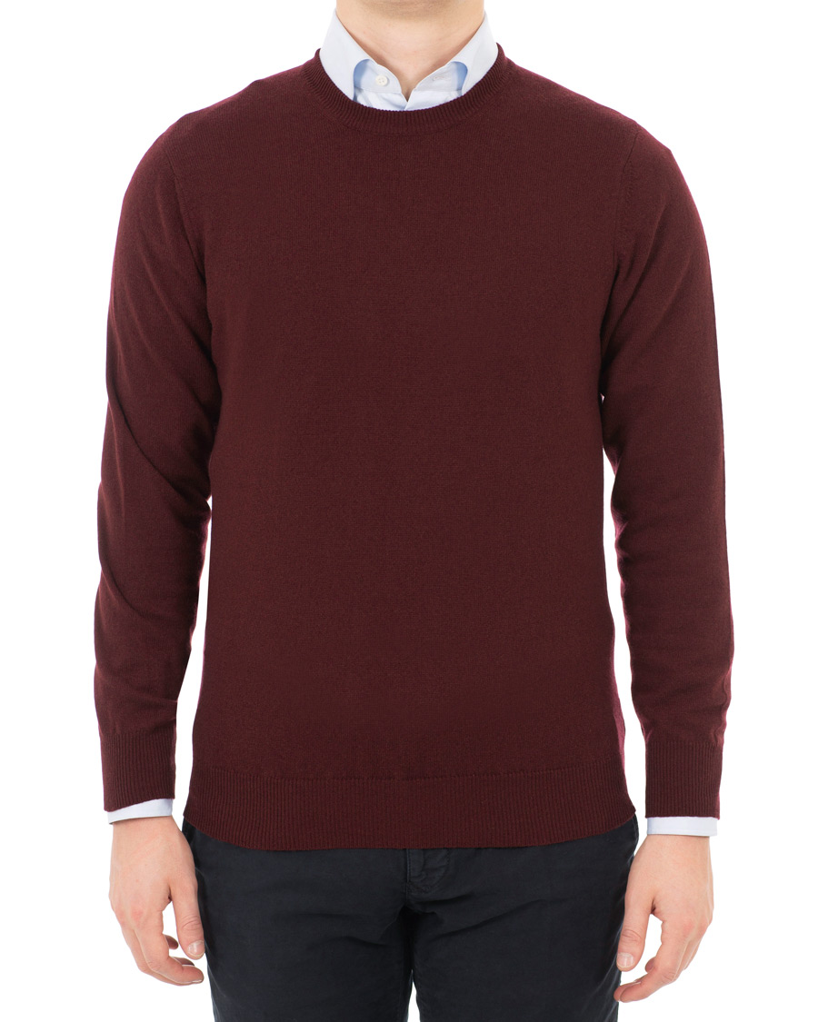 Men | Sweaters & Knitwear | Piacenza Cashmere | Cashmere Crew Neck Sweater Burgundy