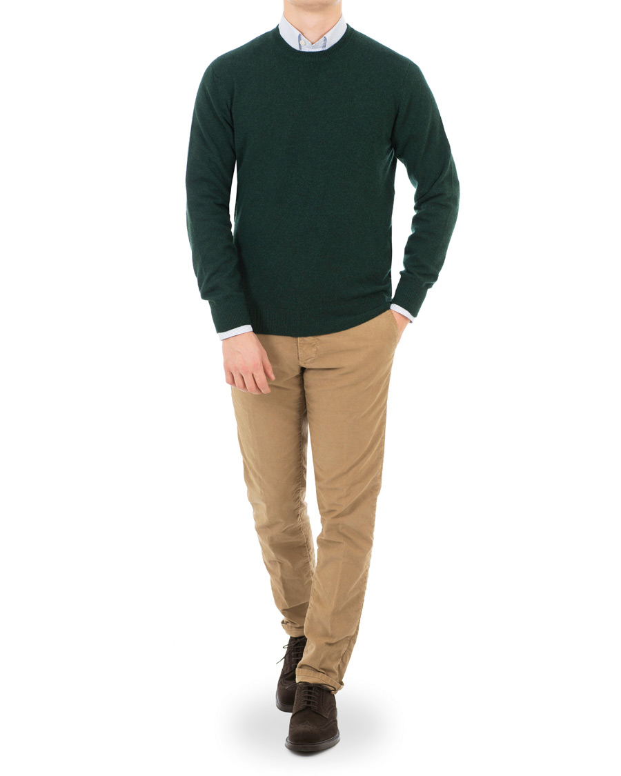 Men | Sweaters & Knitwear | Piacenza Cashmere | Cashmere Crew Neck Sweater Racing Green