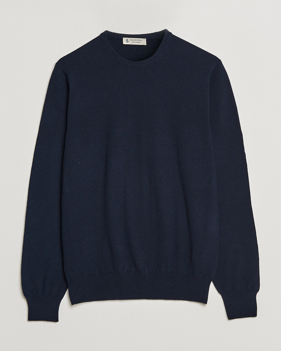 Men | Sweaters & Knitwear | Piacenza Cashmere | Cashmere Crew Neck Sweater Navy