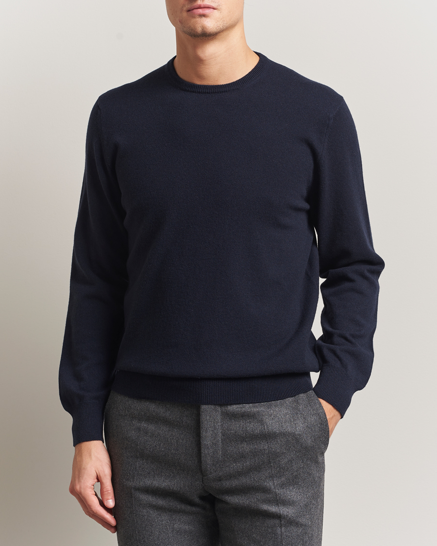 Men | Sweaters & Knitwear | Piacenza Cashmere | Cashmere Crew Neck Sweater Navy