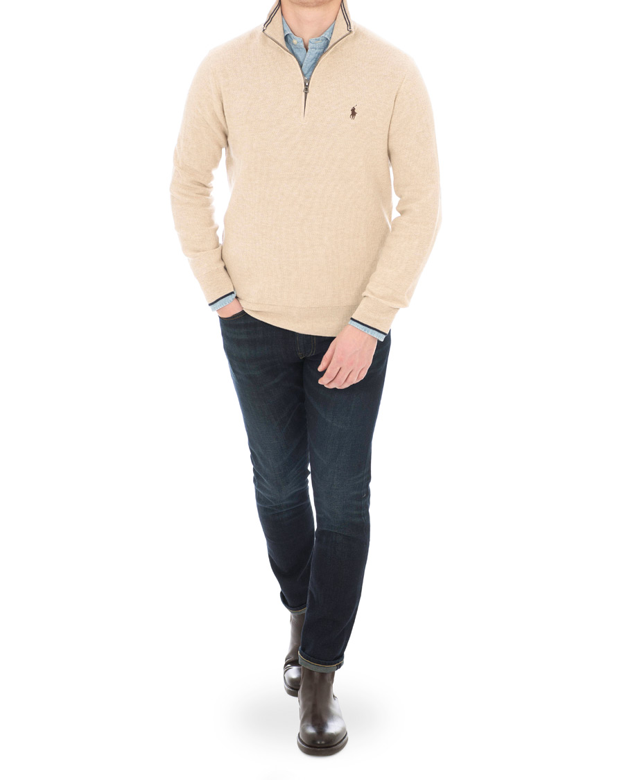 Men | Sweaters & Knitwear | Polo Ralph Lauren | Texture Half Zip Oatmeal Heather