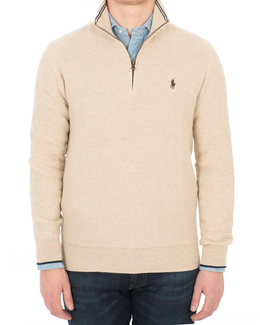 Men | Sweaters & Knitwear | Polo Ralph Lauren | Texture Half Zip Oatmeal Heather