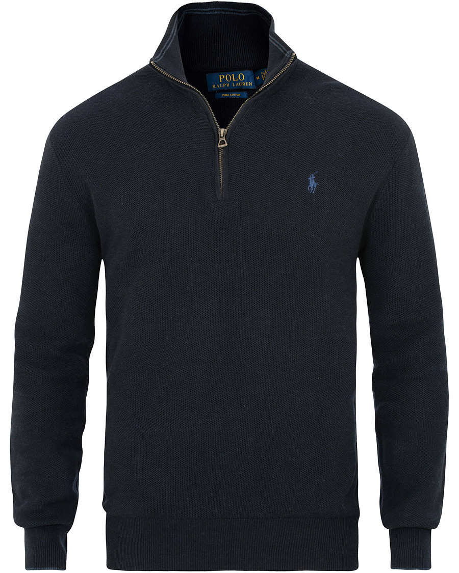 Men | Sweaters & Knitwear | Polo Ralph Lauren | Texture  Half Zip Navy Heather