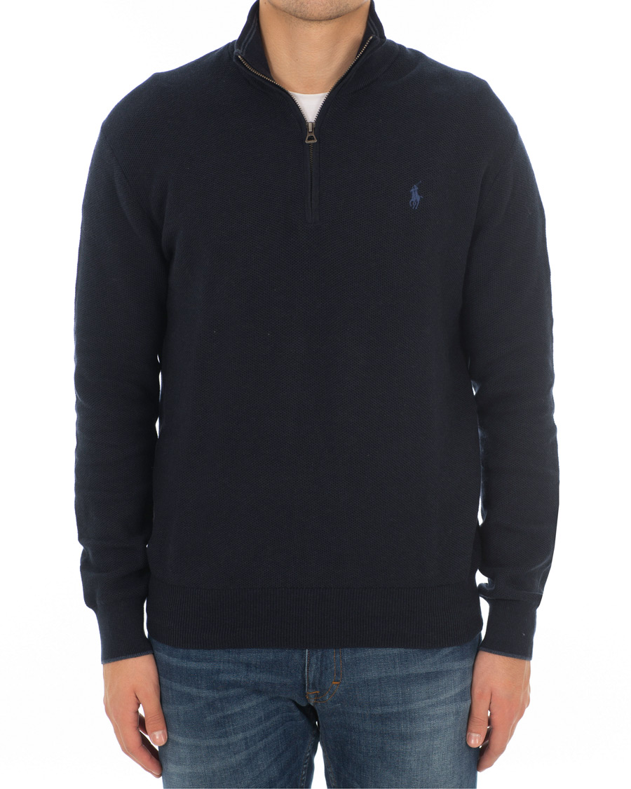 Men | Sweaters & Knitwear | Polo Ralph Lauren | Texture  Half Zip Navy Heather