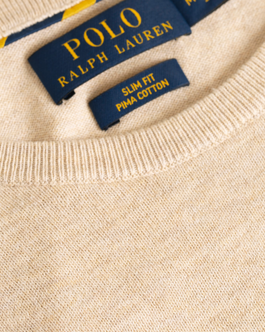 Men | Sweaters & Knitwear | Polo Ralph Lauren | Pima Cotton Crew Neck Pullover Sand Heather