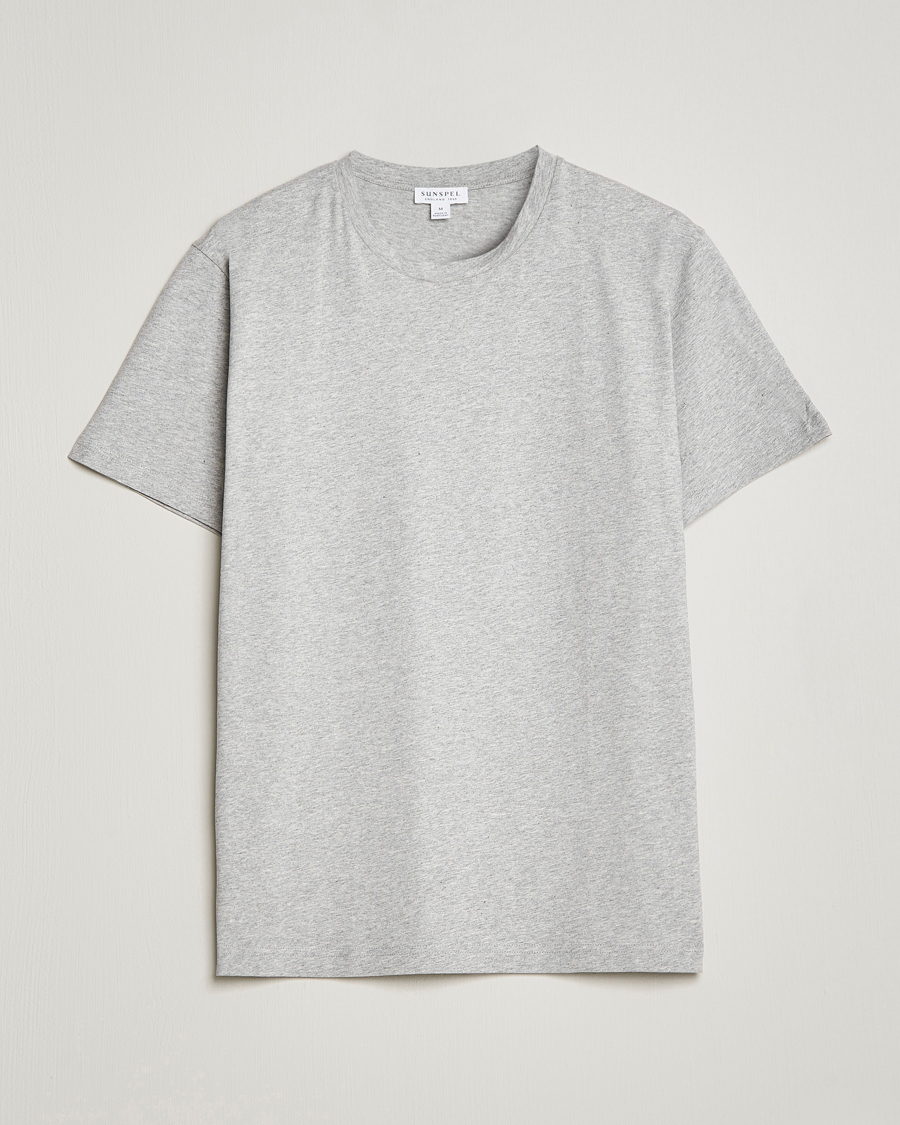 Men | T-Shirts | Sunspel | Riviera Midweight T-Shirt Grey Melange
