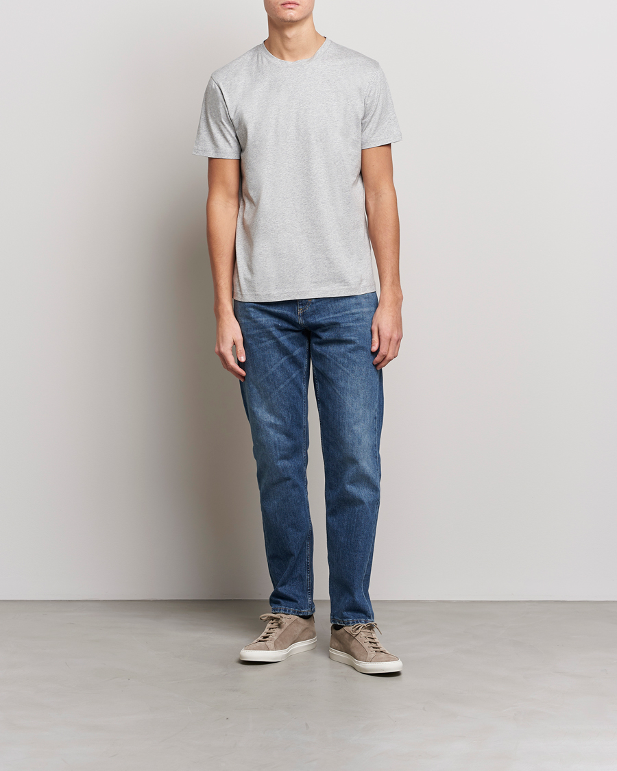 Men | T-Shirts | Sunspel | Riviera Midweight T-Shirt Grey Melange