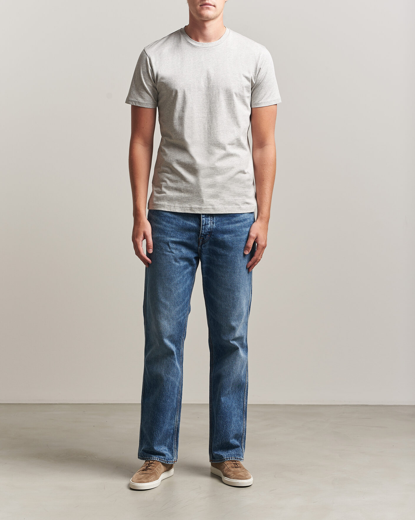 Men | T-Shirts | Sunspel | Riviera Midweight T-Shirt Grey Melange