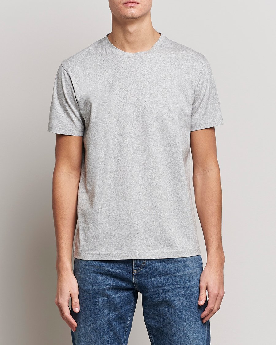 Men | T-Shirts | Sunspel | Riviera Midweight T-Shirt Grey Melange