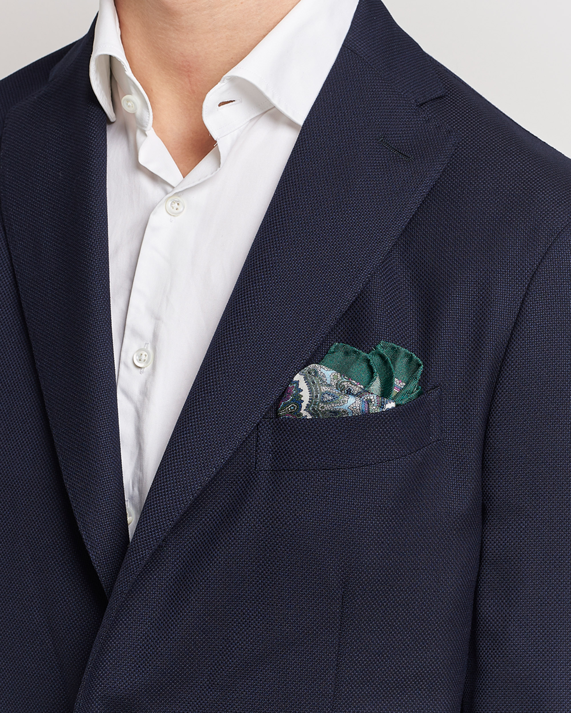 Men | Pocket Squares | Eton | Silk Paisley Print Pocket Square Green
