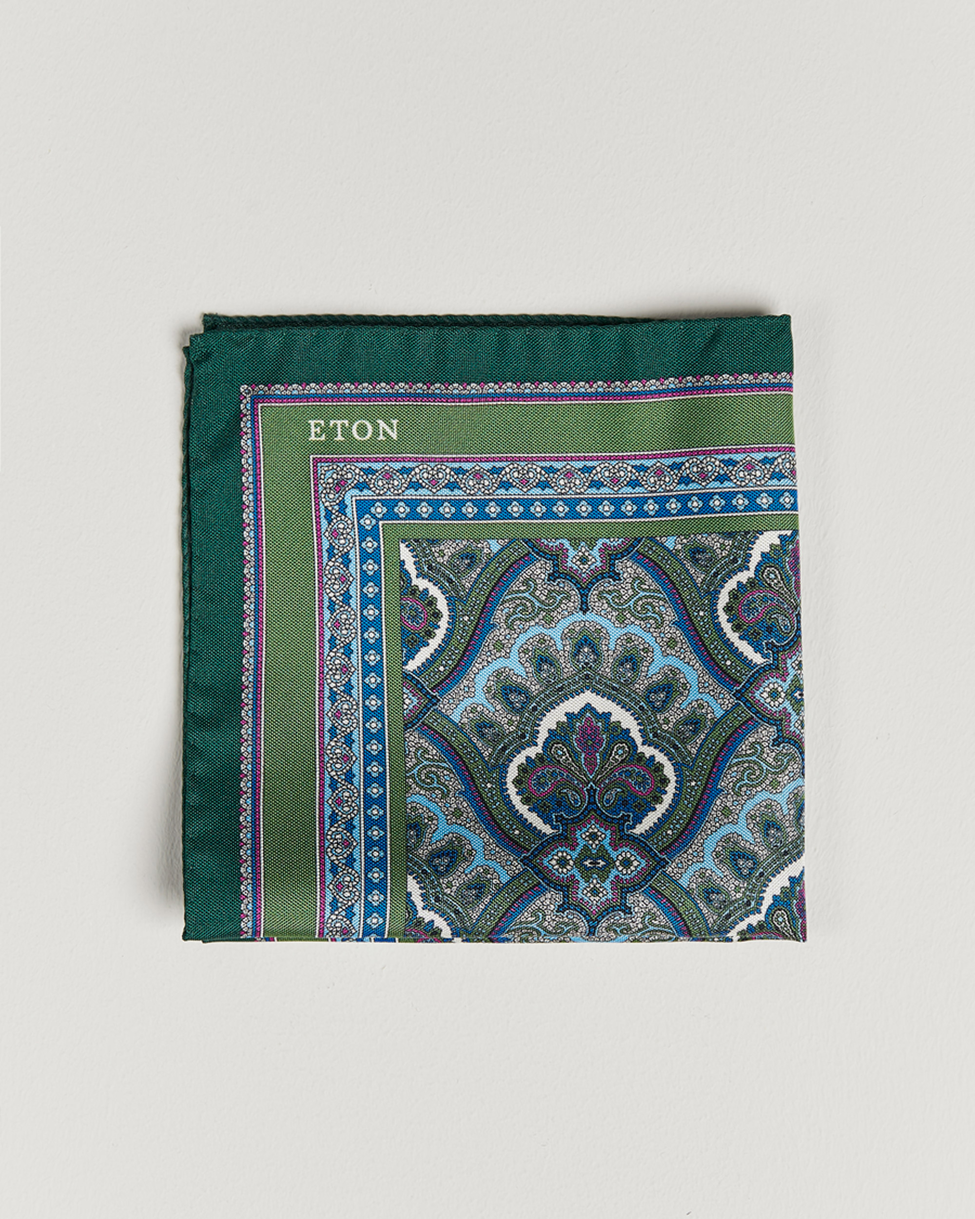 Men | Pocket Squares | Eton | Silk Paisley Print Pocket Square Green