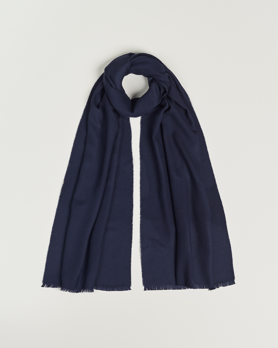 Men | Eton Merino Wool Herringbone Scarf Navy | Eton | Merino Wool Herringbone Scarf Navy