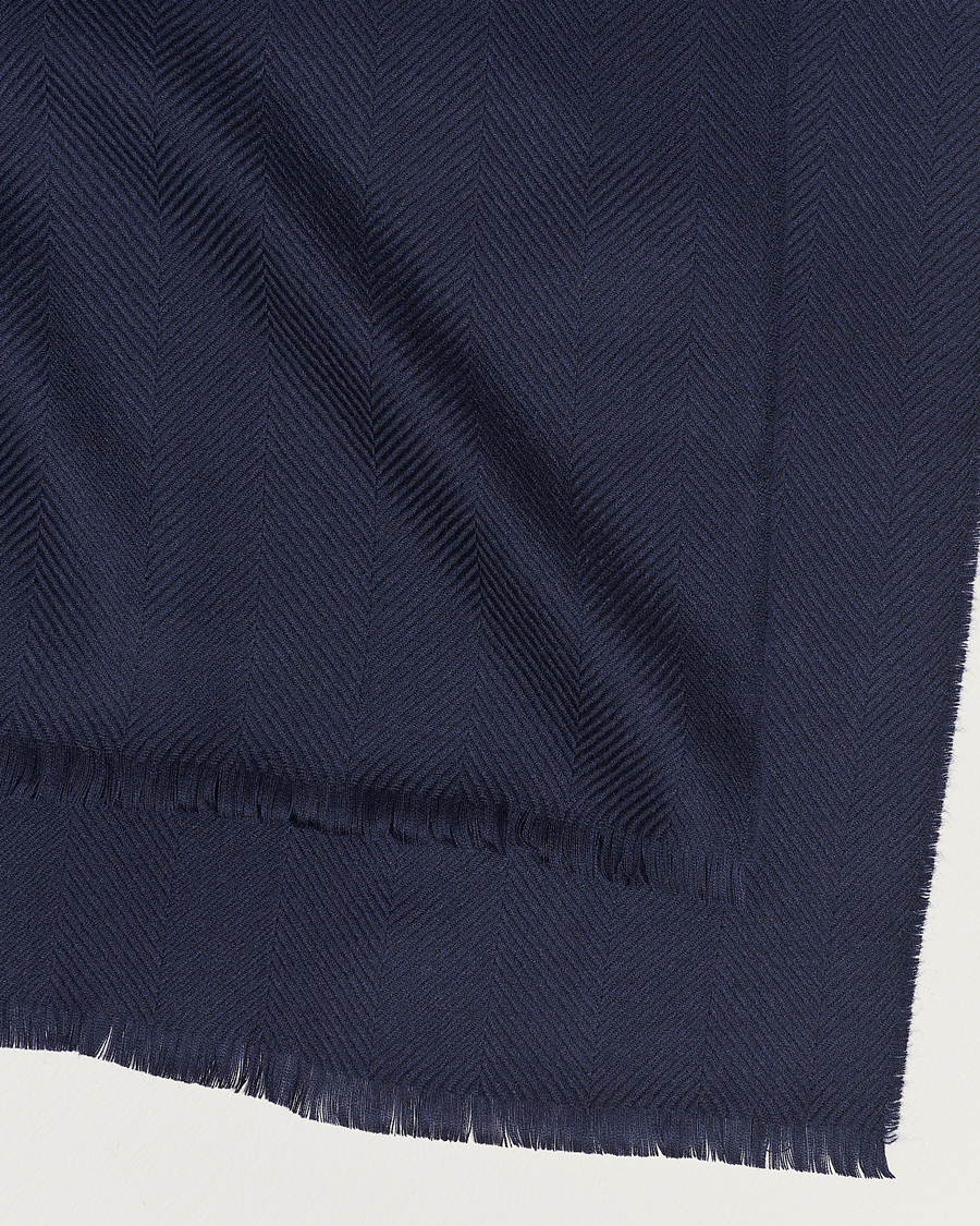 Men | Eton Merino Wool Herringbone Scarf Navy | Eton | Merino Wool Herringbone Scarf Navy