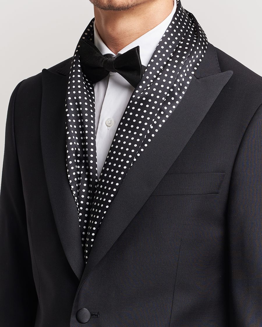 Men | Dress Scarves | Eton | Silk Polka Dot Scarf Black