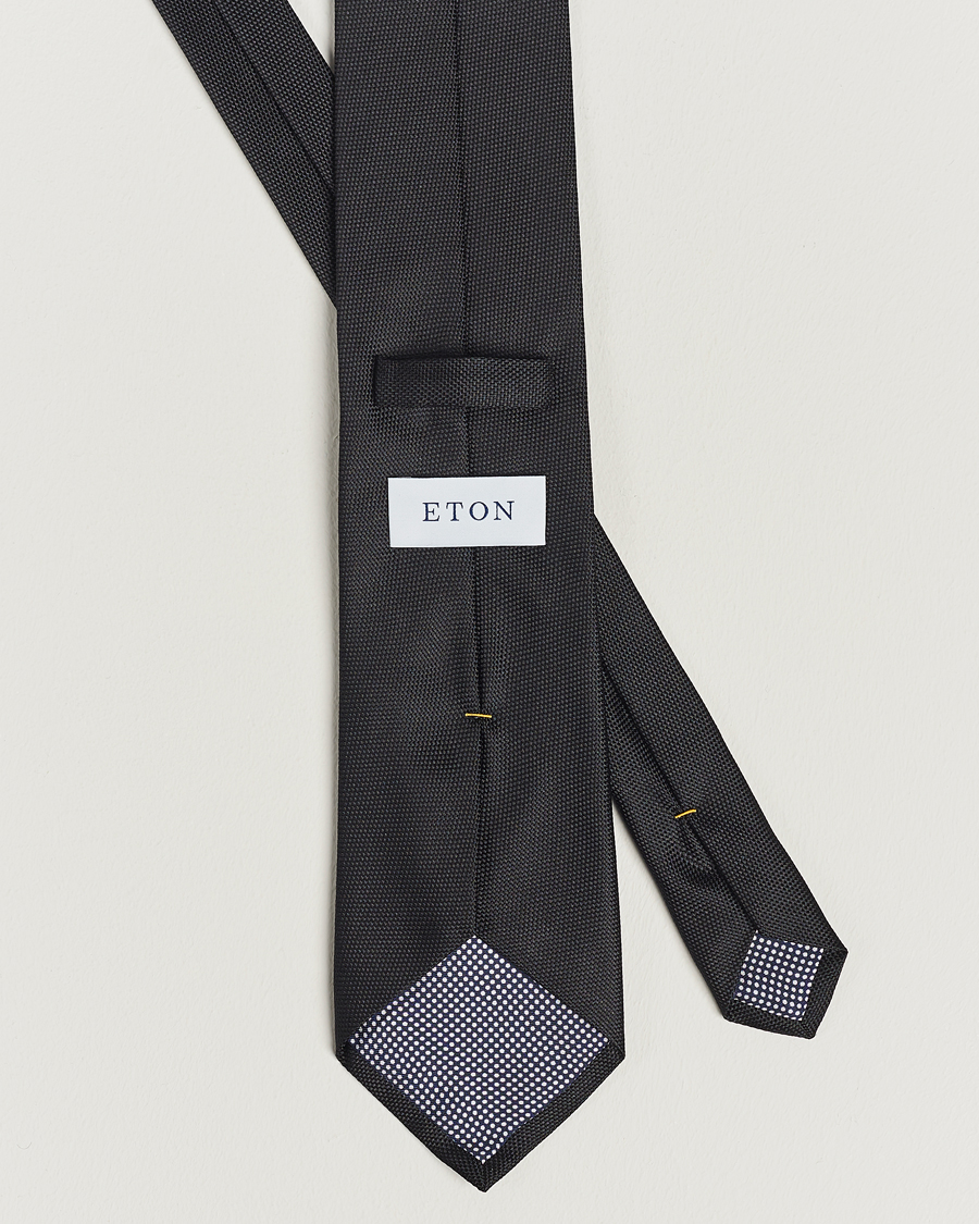 Men | Eton Silk Basket Weave Tie Faded Black | Eton | Silk Basket Weave Tie Faded Black
