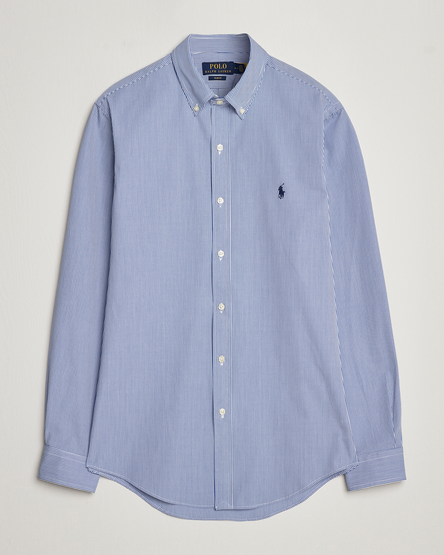 Men | Shirts | Polo Ralph Lauren | Slim Fit Thin Stripe Poplin Shirt Blue/White