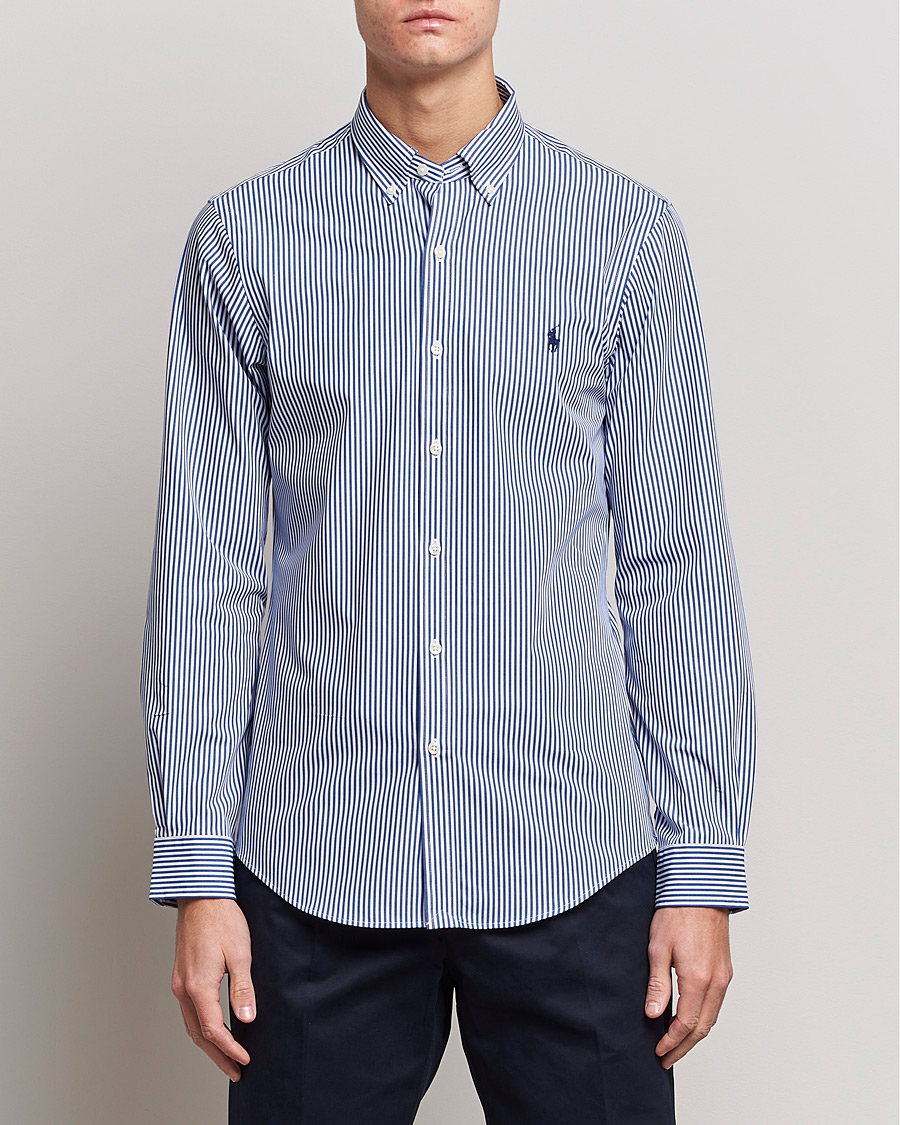 Men |  | Polo Ralph Lauren | Slim Fit Big Stripe Poplin Shirt Blue/White