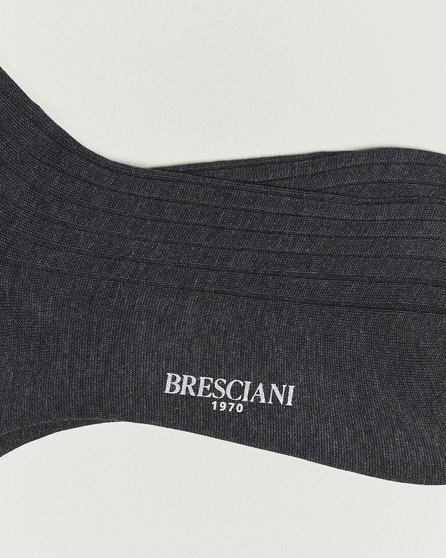 Men |  | Bresciani | Cotton Ribbed Short Socks Grey Melange