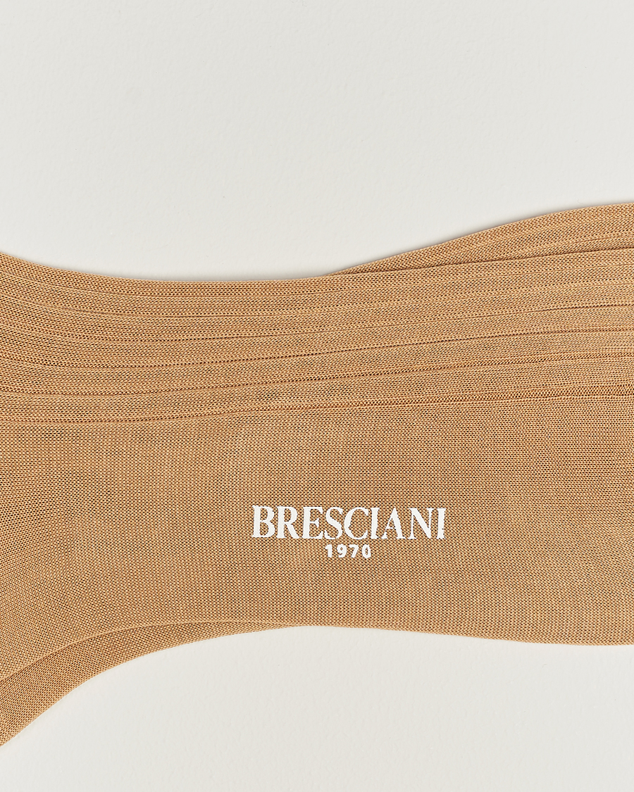 Men |  | Bresciani | Cotton Ribbed Short Socks Light Khaki