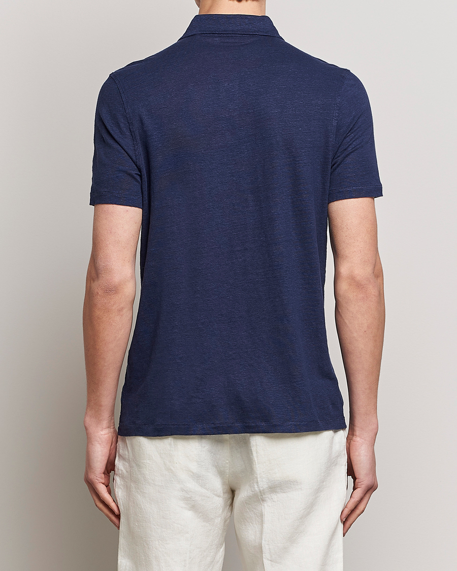 Men | Polo Shirts | Stenströms | Linen Polo Shirt Navy