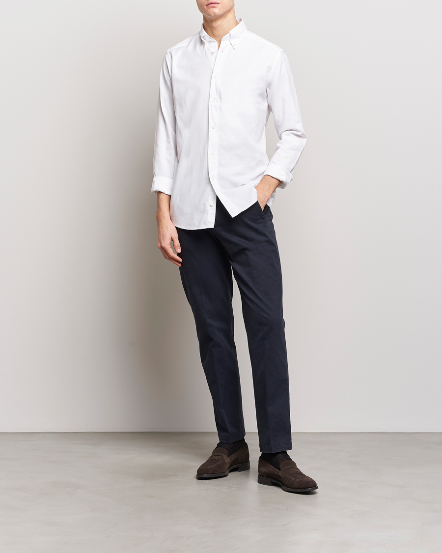 Men | Oxford Shirts | Eton | Slim Fit Royal Oxford Button Down White
