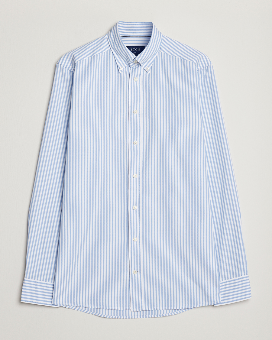 Men |  | Eton | Slim Fit Royal Oxford Stripe Button Down Light Blue