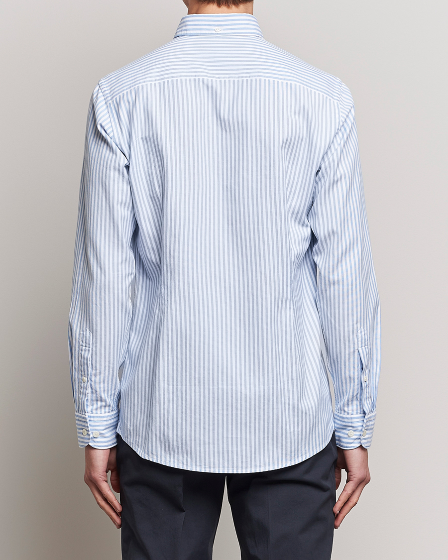 Men | Shirts | Eton | Slim Fit Royal Oxford Stripe Button Down Light Blue