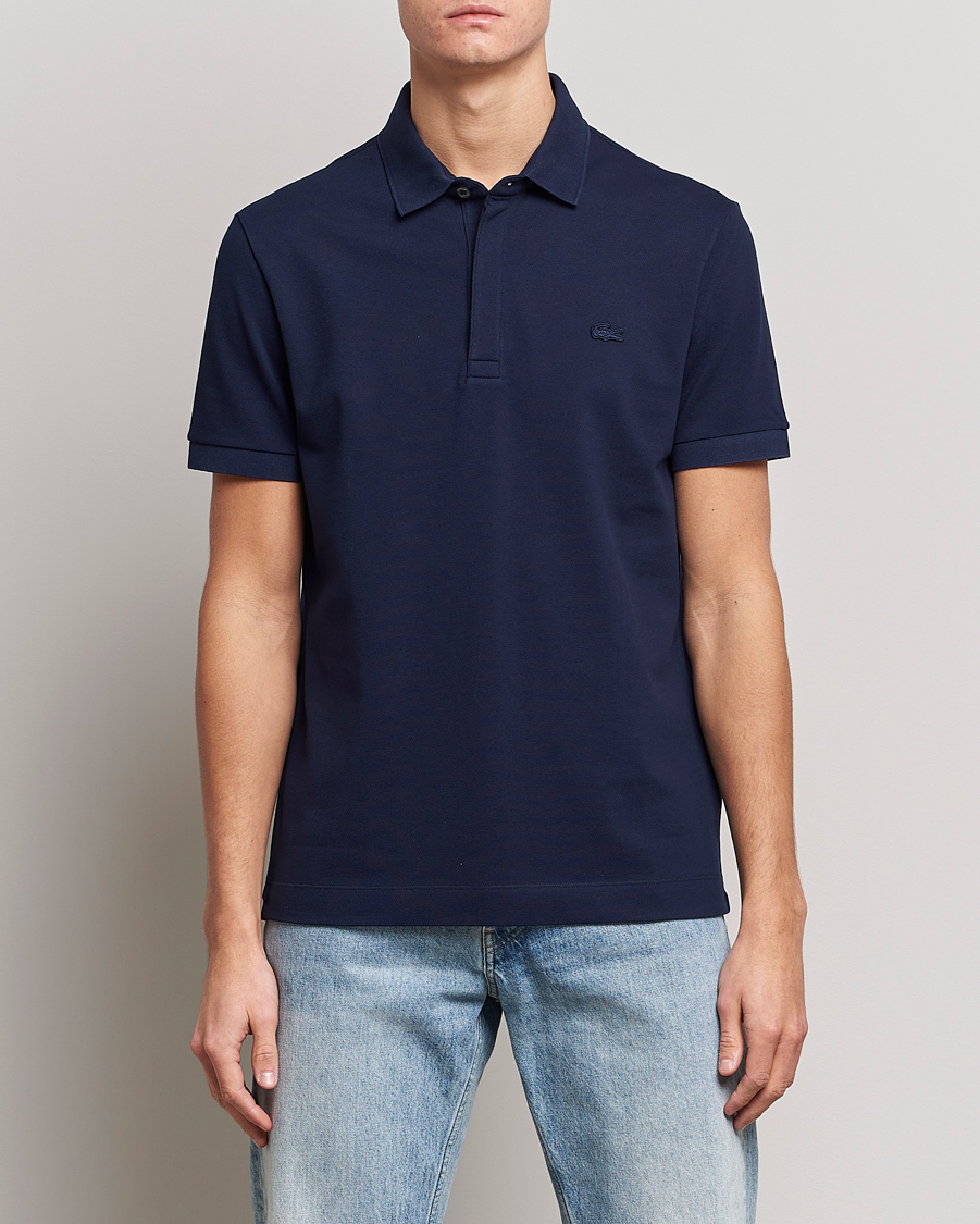 Men | Short Sleeve Polo Shirts | Lacoste | Regular Fit Tonal Crocodile Poloshirt Navy Blue
