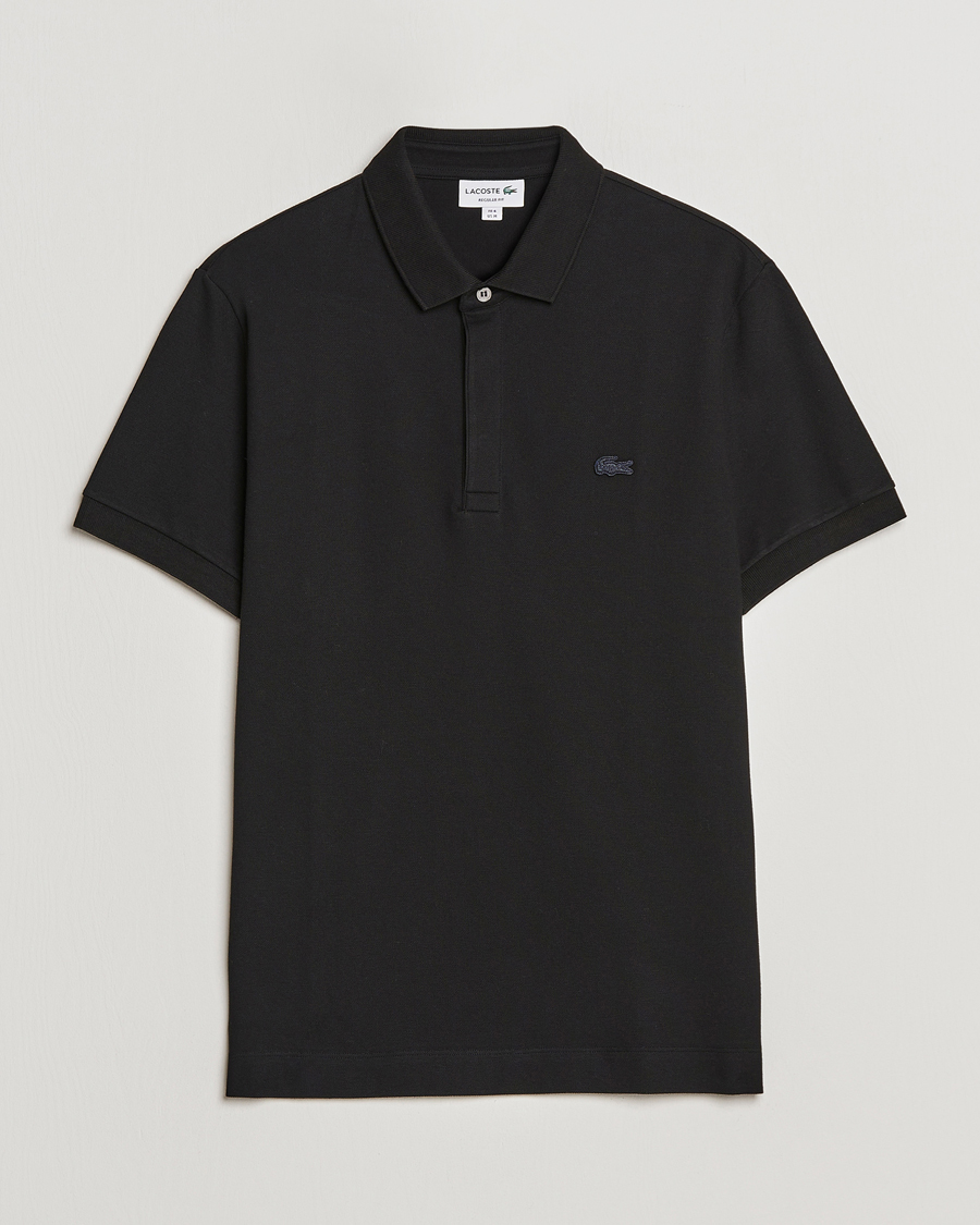 Men | Short Sleeve Polo Shirts | Lacoste | Regular Fit Tonal Crocodile Poloshirt Black