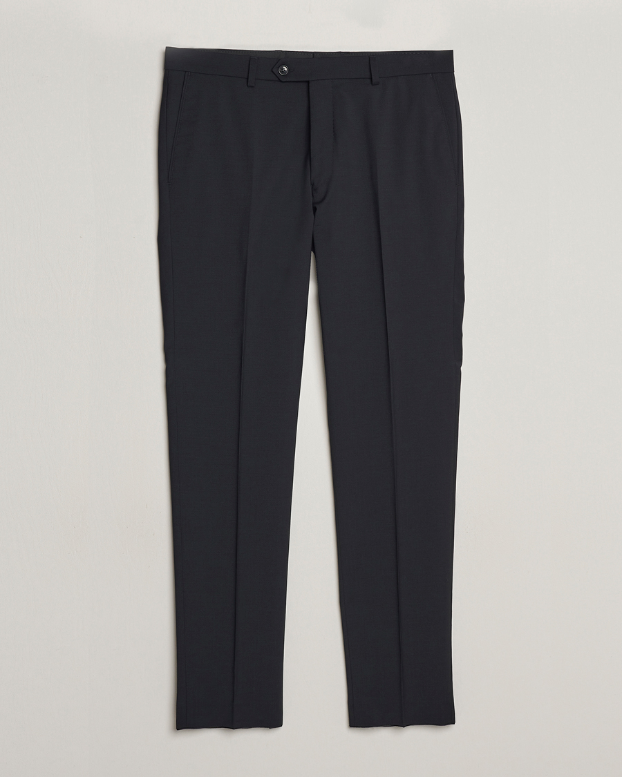 Men | Trousers | Oscar Jacobson | Denz Wool Stretch Trousers Black
