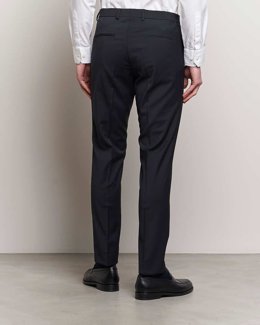 Men | Trousers | Oscar Jacobson | Denz Wool Stretch Trousers Black