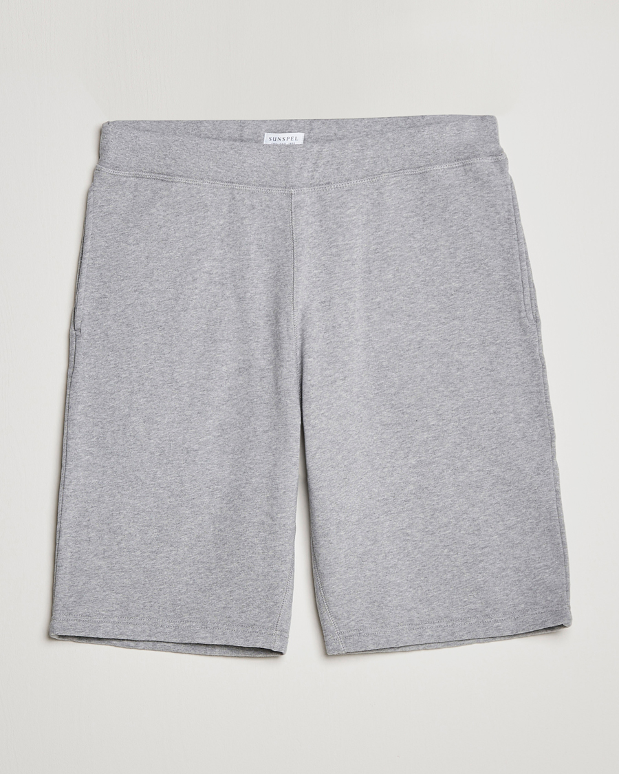 Men | Sweatshorts | Sunspel | Loopback Shorts Grey Melange