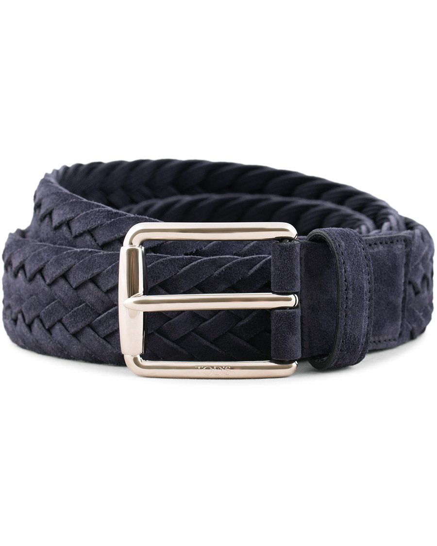 Men | Tod's Intreccio Woven Belt Midnight Blue Suede | Tod's | Intreccio Woven Belt Midnight Blue Suede