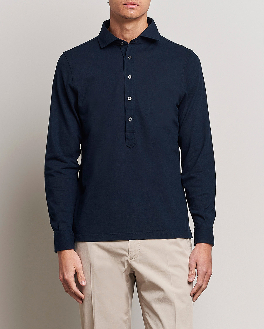 Men | Casual Shirts | Gran Sasso | Popover Shirt Navy