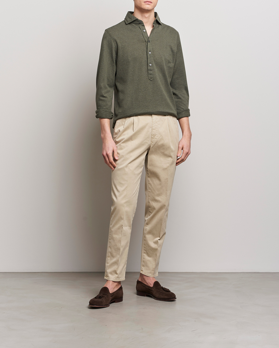 Men | Shirts | Gran Sasso | Popover Shirt Olive