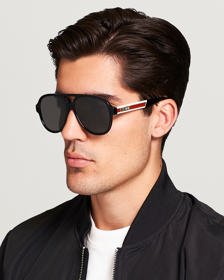 Men | Aviator Sunglasses | Gucci | GG0463S Sunglasses Black/White/Grey