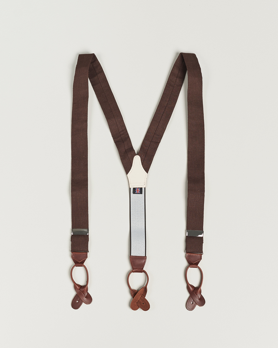 Men | Albert Thurston Linen Braces 38mm Brown | Albert Thurston | Linen Braces 38mm Brown