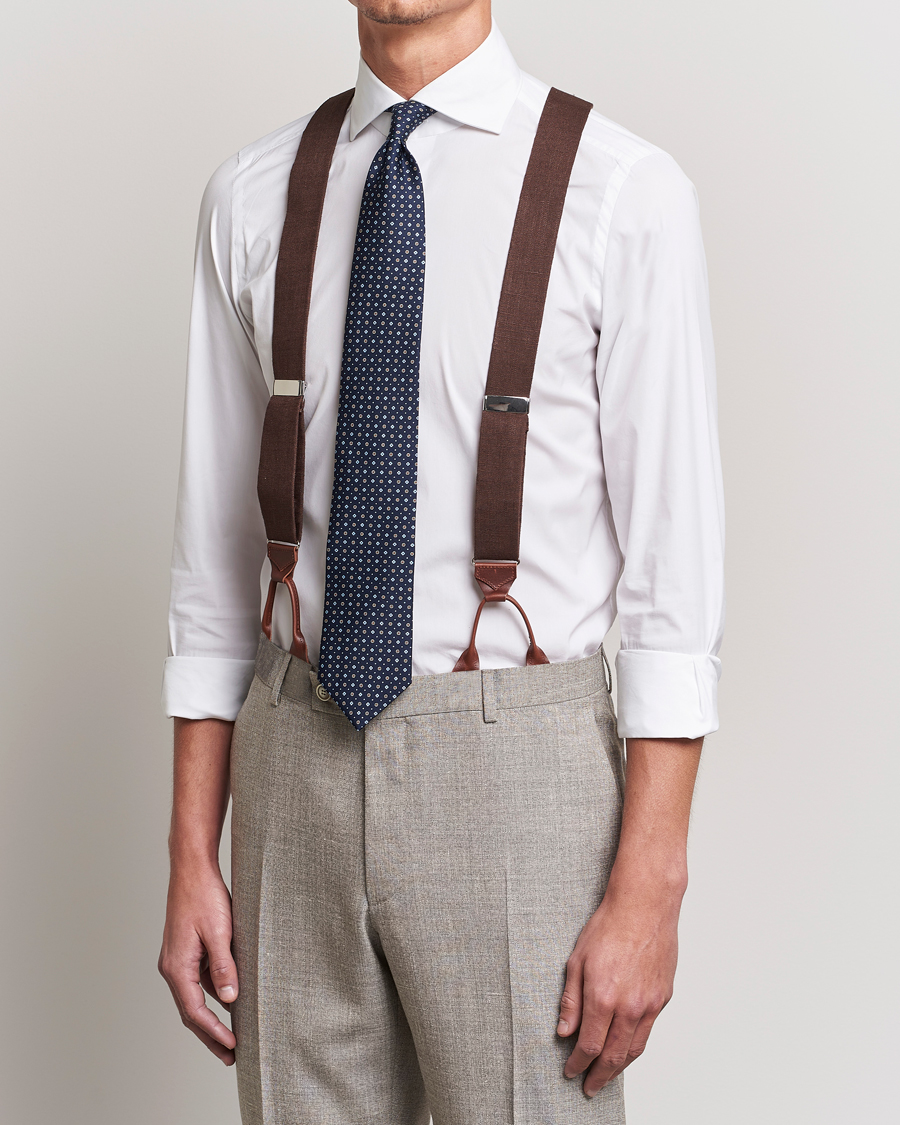 Men | Albert Thurston Linen Braces 38mm Brown | Albert Thurston | Linen Braces 38mm Brown