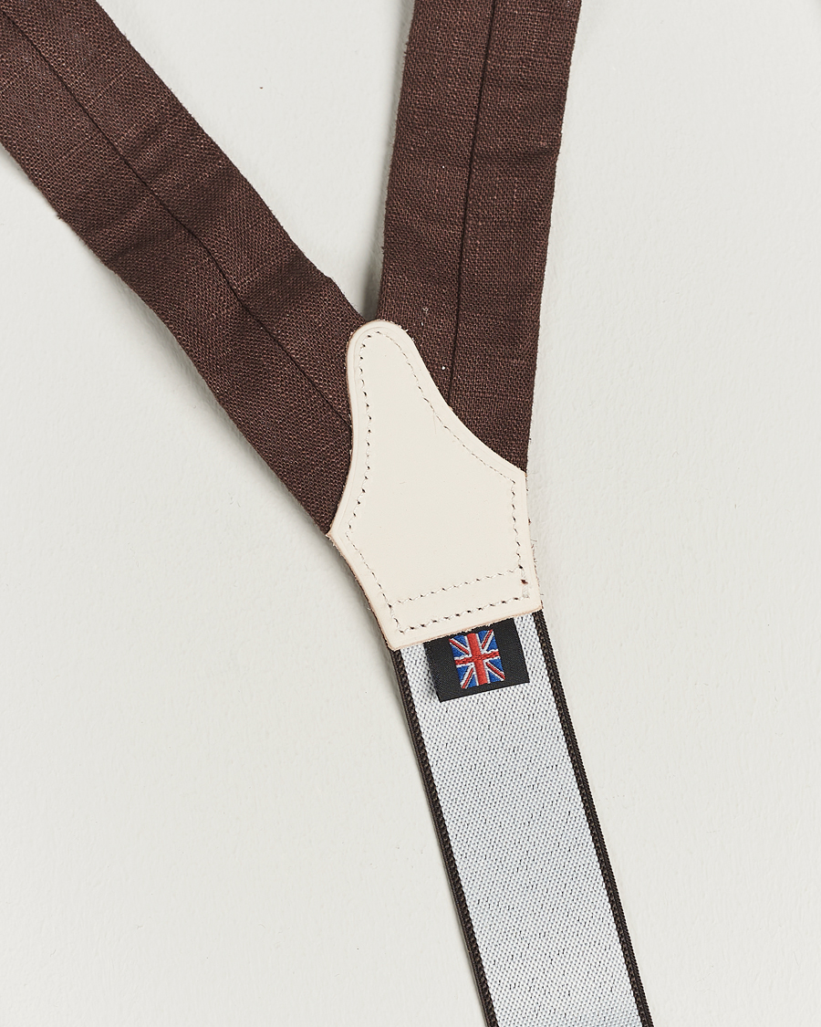 Men | Albert Thurston Linen Braces 38mm Brown | Albert Thurston | Linen Braces 38mm Brown