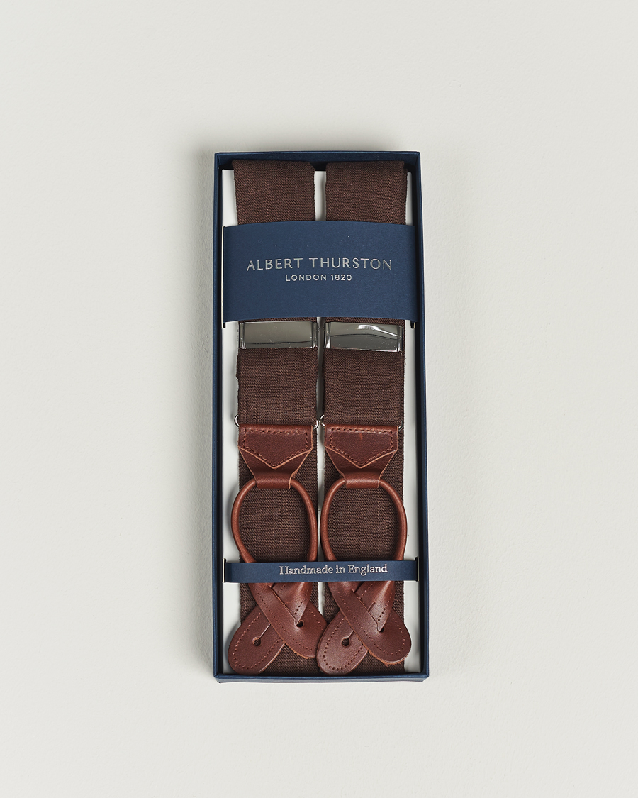 Men | Albert Thurston Linen Braces 38mm Brown | Albert Thurston | Linen Braces 38mm Brown